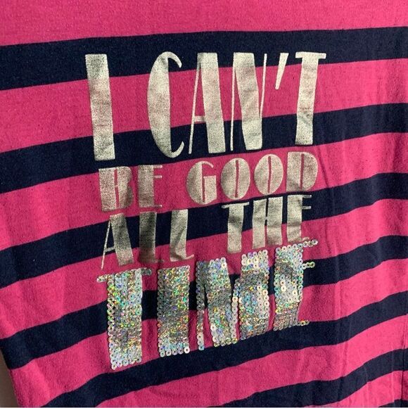 La Senza Vintage Y2K Sequin Pyjama Top Pink and Black Stripe Size Small - Picture 3 of 7